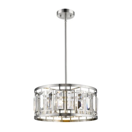 Z-Lite Mersesse 5 Light Pendant, Brushed Nickel & Clear 6007-19BN